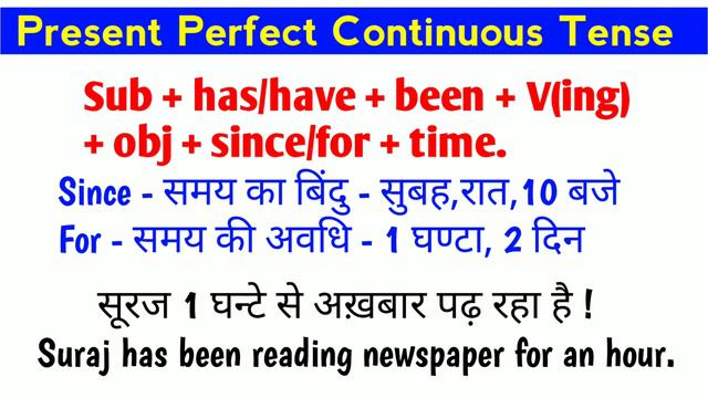 Present Perfect Continuous Tense | Use of since and for | time in english sentence. смотреть онлайн