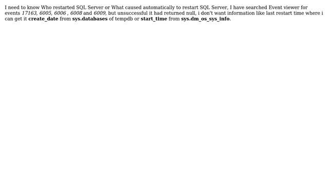 Databases: How to know who restarted and what caused SQL Server? смотреть онлайн