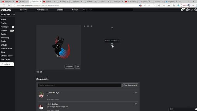 Sniping the Temperate Wings (Roblox free ugc limited) смотреть онлайн