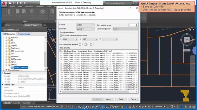 Importing from Excel. New ASCII data provider (AutoCAD) - Spatial Manager Blog смотреть онлайн