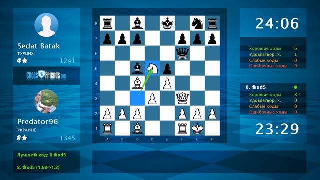 Chess Game Analysis: Predator96 - Sedat Batak : 1-0 (By ChessFriends.com) смотреть онлайн