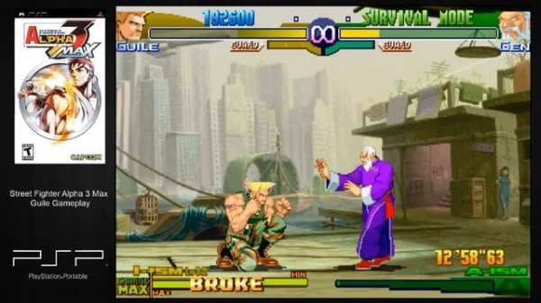 Street Fighter Alpha 3 Max [PSP] - Guile Gameplay (Expert Mode)