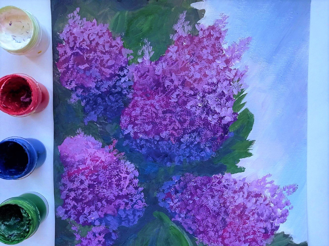 Рисуем сирень гуашью | Пошаговое рисование смотреть онлайн