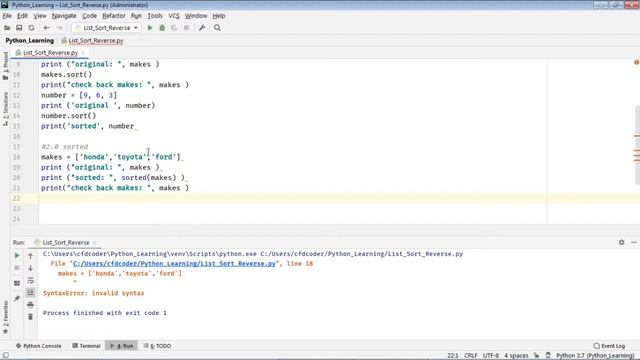 Python tutorial: 12.0 - List Sorting or Reverse смотреть онлайн
