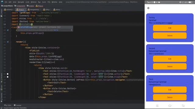Blog App Part 7 - Delete data from firebase | React Native firebase crud tutorial example смотреть онлайн