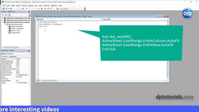 VBA Code to AutoFit rows columns and entire worksheet || Excel Tricks смотреть онлайн