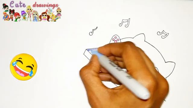 How To Draw + Colour A Bongo Cat / Bongo Cat Playing Music | Cartooning Cute Drawings смотреть онлайн