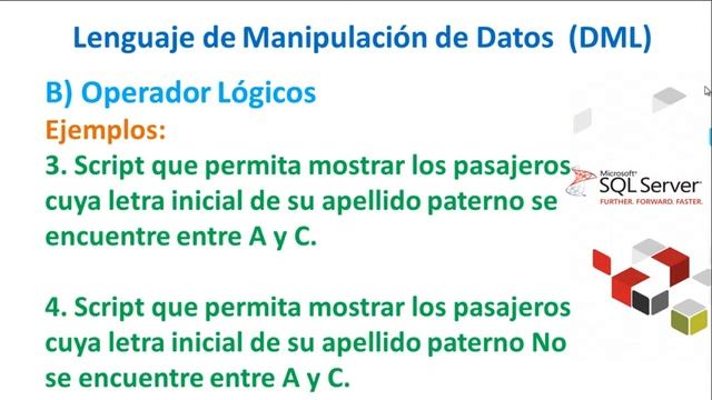 Operadores Lógicos and between or in some (18-35) Bases de Datos en Microsoft Sql Server 2012 смотреть онлайн
