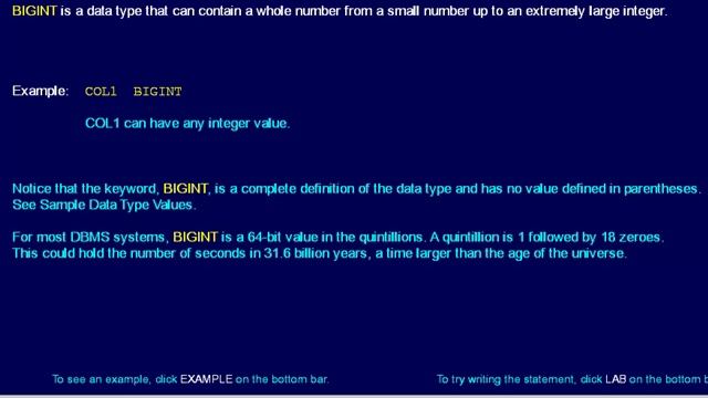 SQL 042 Data Types, Exact Numeric, BIGINT смотреть онлайн