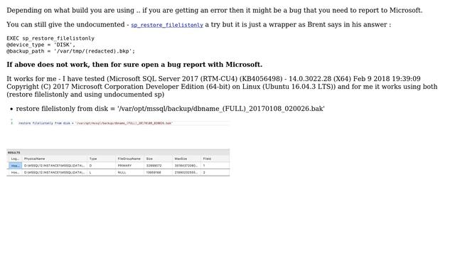 Databases: sql server - Restoring Windows Database Backup File on a Linux Server Instance смотреть онлайн