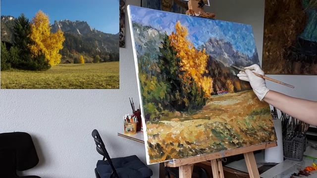 Мастер-класс: Этюд "Осень в горах Лихтенштейна". Часть 5 - завершение картины смотреть онлайн