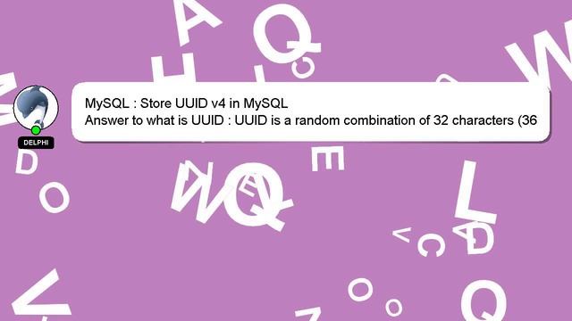 MySQL : Store UUID v4 in MySQL смотреть онлайн
