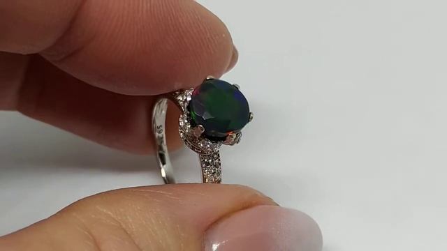 Кольцо с натуральным эфиопским опалом 1.75ct, круг 8 мм, LED освещение смотреть онлайн