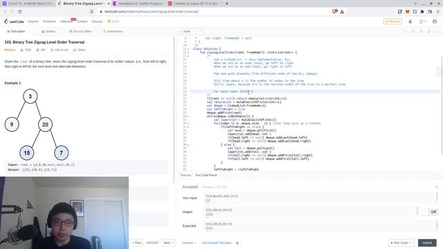 Terrible LeetCode in Kotlin: #103 Binary Tree Zigzag Level Order Traversal смотреть онлайн