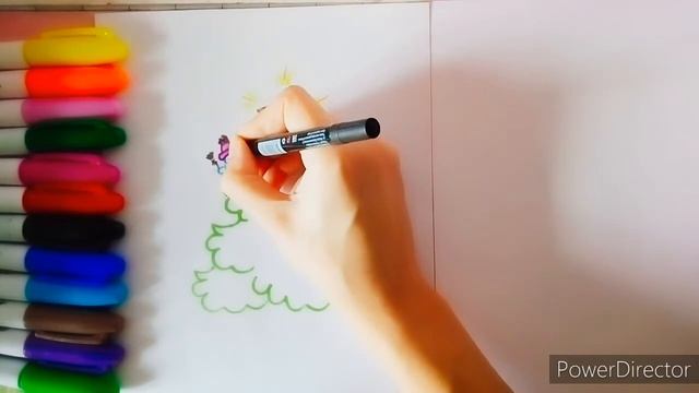 Как нарисовать новогоднюю нарядную елку. смотреть онлайн