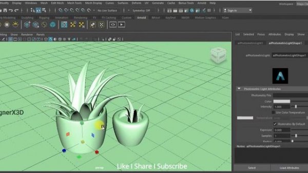 3D Plant tutorial using Sweep Mesh tool in Autodesk Maya 2022 and Arnold rendered