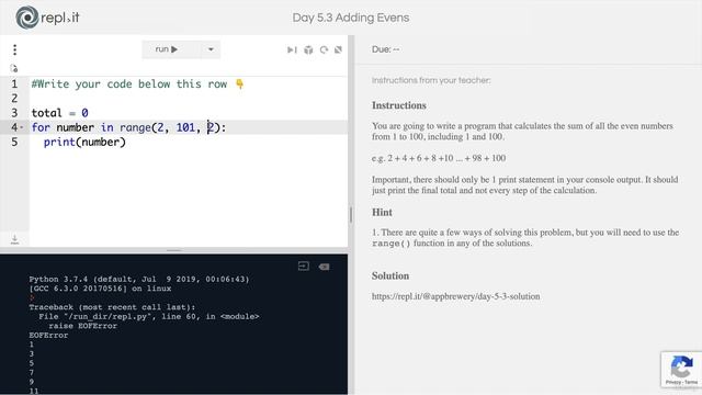 Day 5 - 54-Interactive Coding Exercise Adding Even Numbers смотреть онлайн