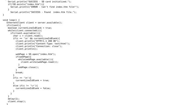 Arduino: Ethernet Shield web server - Can't find the index.htm file смотреть онлайн
