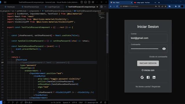 09 TEXTFIELD PASSWORD MOSTRAR U OCULTAR CONTRASEÑA PARA FORMULARIO DE MATERIAL UI INPUT TYPE PASSWO смотреть онлайн