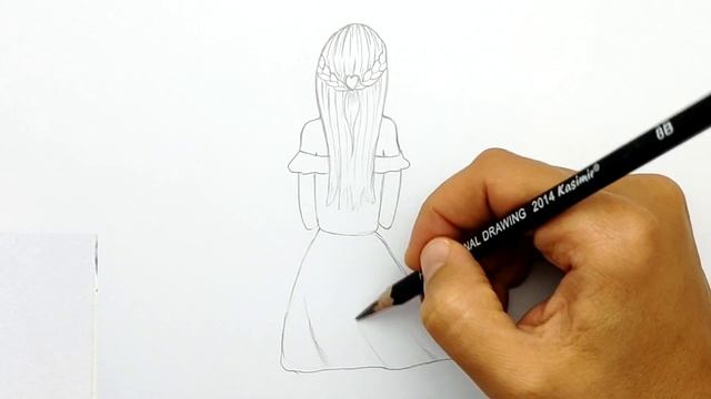 Как нарисовать Девушку простым карандашом - скетч | Как нарисовать девушку с косами в платье. смотреть онлайн