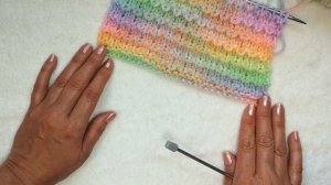 Красивый узор из секционной пряжи спицами. Узор спицами для пледа, чехла... 221