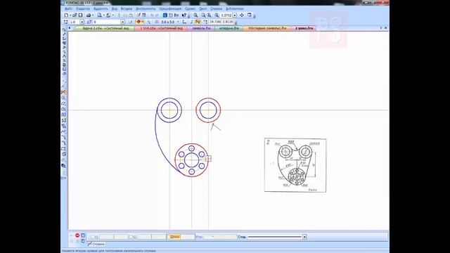 Начертить сопряжение Ушко вариант 2. Начертательная геометрия. смотреть онлайн