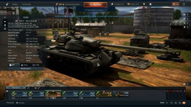 War Thunder Dev Server - Update 1.81 - T54E1 смотреть онлайн