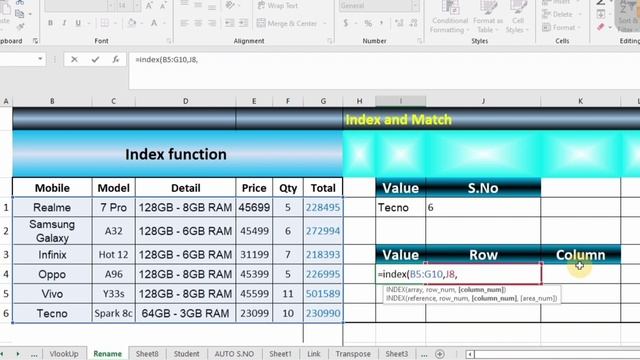 Index function in Excel | one dimensional index function and two dimensional index function смотреть онлайн