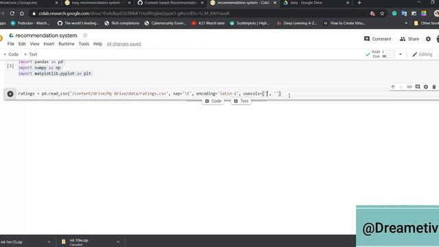 Building Simple Content-based Recommendation System using MovieLens dataset on Google Colab | Pytho смотреть онлайн