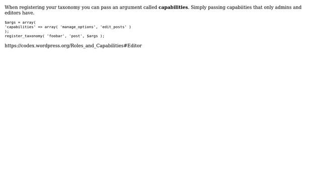 Wordpress: How can I allow a custom taxonomy for certain roles? (3 Solutions!!) смотреть онлайн