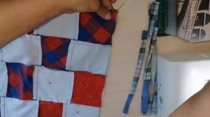 Сидушка на стул из квадратиков ткани, удачная утилизация, пэчворк для начинающих