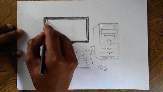 How to draw desktop computer step by step with pencil shading/Computer drawing смотреть онлайн