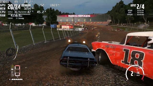 Wreckfest. FPS Test Nvidia GeForce GT 1030 (INTEL Xeon E5-2630v2) смотреть онлайн