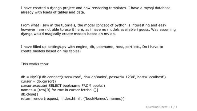 Django : Want to use my existing mysql database with django смотреть онлайн