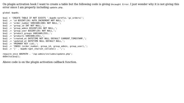 Wordpress: WordPress Fatal error: Uncaught Error: Call to undefined function dbDelta() смотреть онлайн