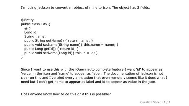 jQuery : How to change a field name in JSON using Jackson смотреть онлайн