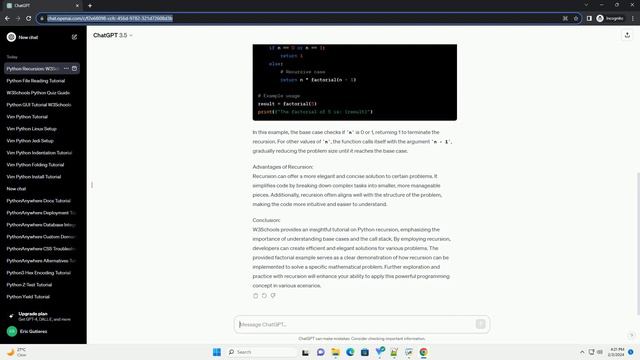 w3schools python recursion смотреть онлайн
