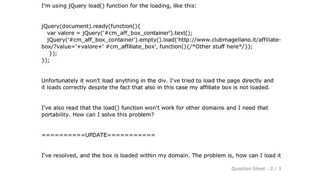 HTML : Load a PHP page's div on another page on other domain смотреть онлайн