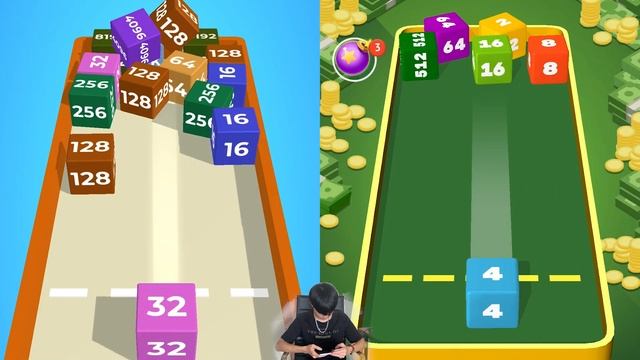 Chain Cube 2048 vs Happy Cube 2048 - 1⭐ 123456789 Max Level Gameplay смотреть онлайн