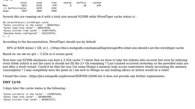 Databases: Mongodb crash after WiredTiger Cannot allocate memory error смотреть онлайн