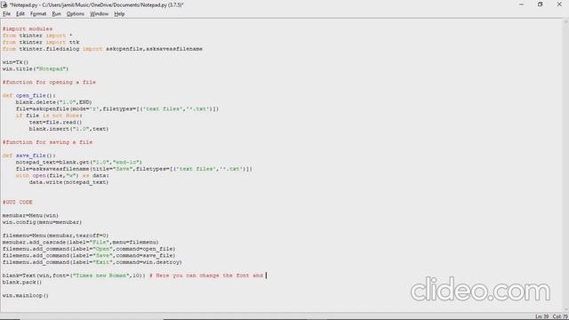 Creating a Notepad Using Python Tkinter смотреть онлайн