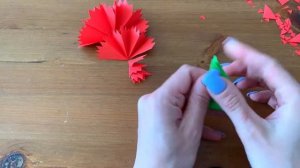 Объемная гвоздика из бумаги на 9 мая. День победы.