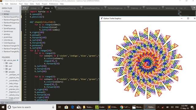 Python Turtle Graphics Rainbow Triangle Flower смотреть онлайн