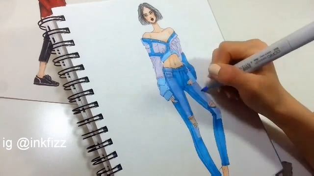 FASHION ILLUSTRATION: Coloring Jeans with Copic Markers смотреть онлайн