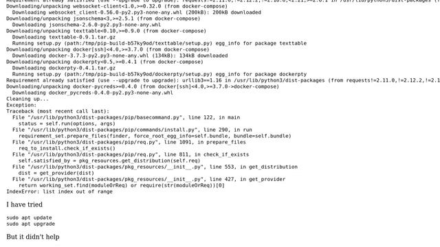 Raspberry Pi: Python exception when installing docker-compose смотреть онлайн