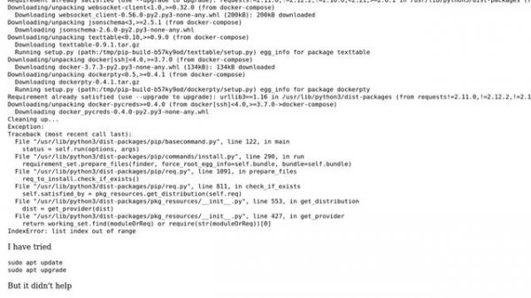 Raspberry Pi: Python exception when installing docker-compose