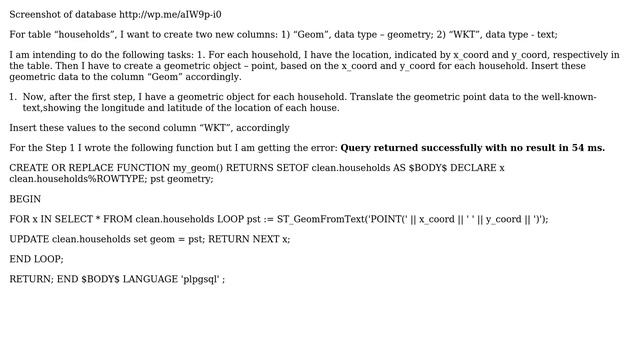 GIS: Insert geometric data to a column from coordinate values in double precision смотреть онлайн