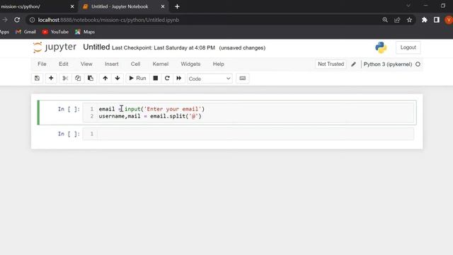Python program to extract username from the given email. смотреть онлайн