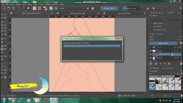Sketch to Digital Art (Lady in Red) using Krita Software смотреть онлайн