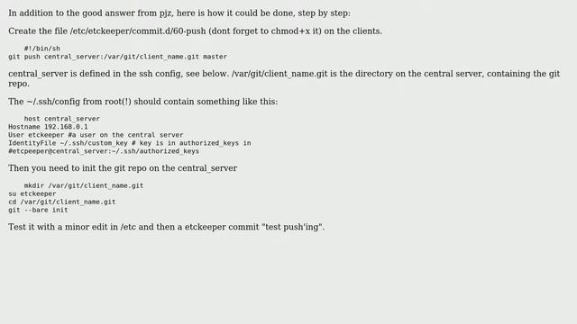DevOps & SysAdmins: How to store etckeeper repositories on a central server via git? смотреть онлайн